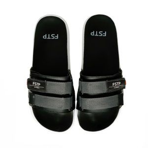 Sandal Slide Stereo Black Orange